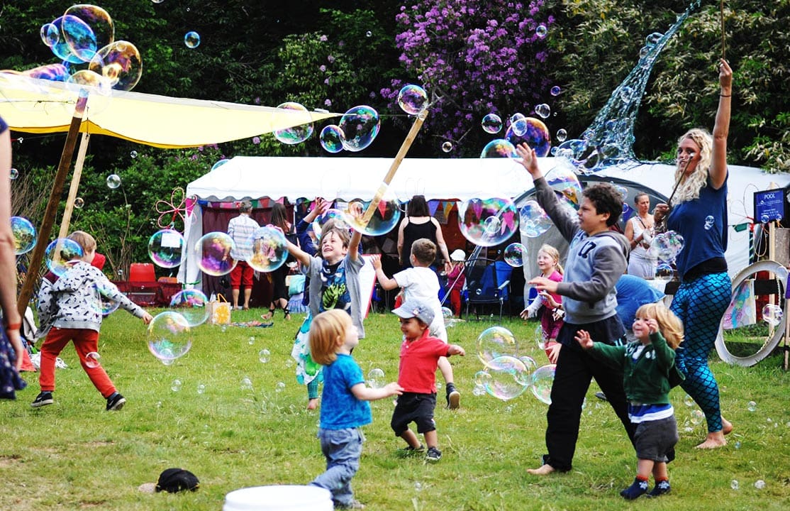 Colourfest Dorset - children playing with bubbles